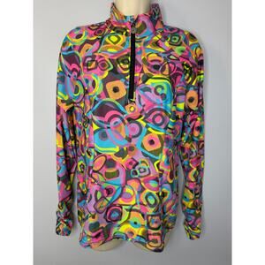 Tzu Tzu Sport 1/4 Zip Long Sleeve Golf Top UPF 50 Stretch Multi Women's M